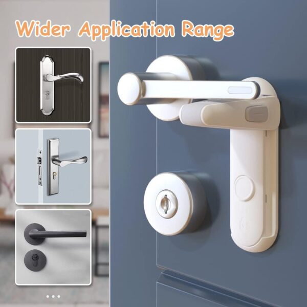 SAFELON 2 Pcs Door Lever Locks for Childproof & Petproof, Door Handle Locks for Toddlers, Baby Safety Locks for Toddlers (White) - Image 2