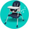 Little Bambino High Chair Baby Toddler, Removable Double Layer Tray, 5-Point Harness, Foldable Easy Storage, Adjustable Height Legs, Easy Assembled High Chair, Age 6 Months+ (Navy Blue) - Image 4