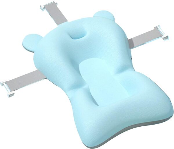 Baby Bath Cushion Pad Newborn Bathtub Cushion Non-Slip Bath Seat Pad Quick Dry Infant Bath Support Seat, Adjustable Baby Bathtub Mat, Baby Bath Pillow for 0-18 Months Newborn Baby(Blue)