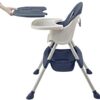 Little Bambino High Chair Baby Toddler, Removable Double Layer Tray, 5-Point Harness, Foldable Easy Storage, Adjustable Height Legs, Easy Assembled High Chair, Age 6 Months+ (Navy Blue) - Image 2