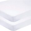 Sasma Home - 2 x Cot Fitted Sheets 120x60cm - 100% Cotton, Soft breathable baby cot sheets (White)