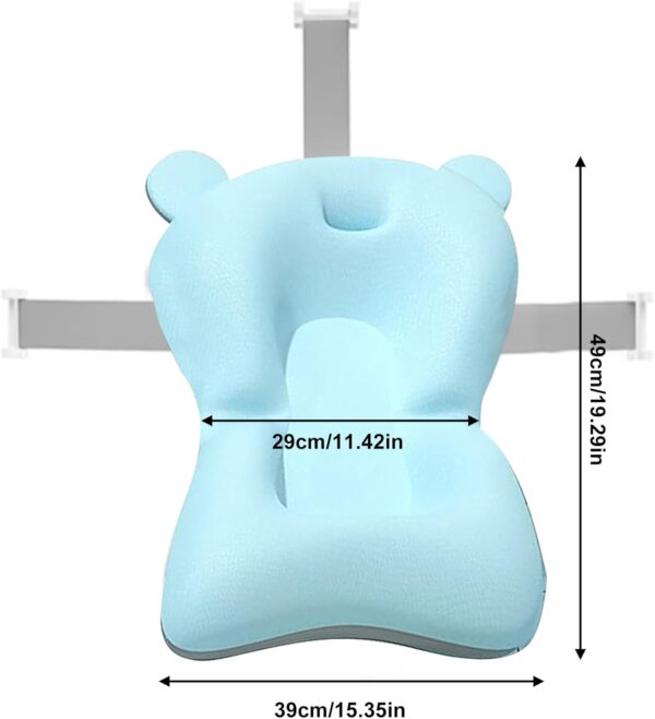 Baby Bath Cushion Pad Newborn Bathtub Cushion Non-Slip Bath Seat Pad Quick Dry Infant Bath Support Seat, Adjustable Baby Bathtub Mat, Baby Bath Pillow for 0-18 Months Newborn Baby(Blue) - Image 2