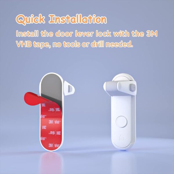 SAFELON 2 Pcs Door Lever Locks for Childproof & Petproof, Door Handle Locks for Toddlers, Baby Safety Locks for Toddlers (White) - Image 5