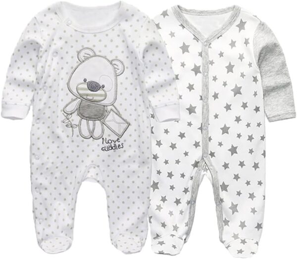 MAMIMAKA Baby Rompers Pajamas Cotton Jumpsuit Boys Girls Sleepsuit Long Sleeve Footed Bodysuits One-Piece Outfits