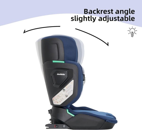 Jovikids i-Size Booster Seat with ISOFIX, Suitable for Kids 100-150cm (Approx. 3 to 12 Years), Adjustbale Height and Width, Portable Toddler Car Seat for Travel, Compact & Folding, ECE R129 - Image 5