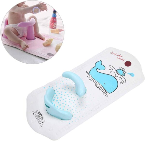 Baby Bath Seat, Baby Bath Mat with Seat Toddler Bath Seat Ergonomic Baby Shower Chair with Non-Slip Bath Mat Baby Bath Support Seat, for 6 Months Plus Baby - Image 4