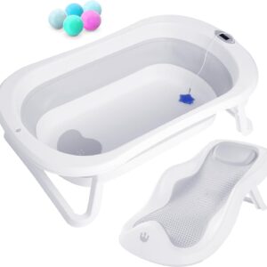 Foldable Baby Bath with Bath seat/Bath XXL with Thermometer to Control The Water temperature/3-level Bath - from Birth to 3 Years