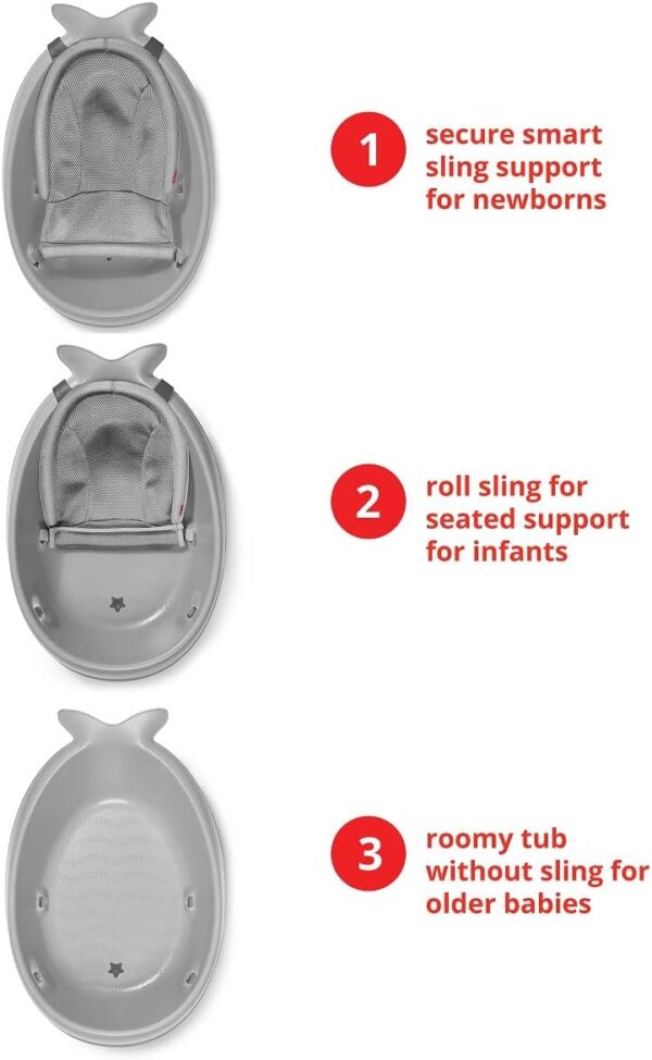 Skip Hop Moby Smart Sling 3-Stage Bathtub - Grey, 6+ months; up to 25 lbs - Image 7