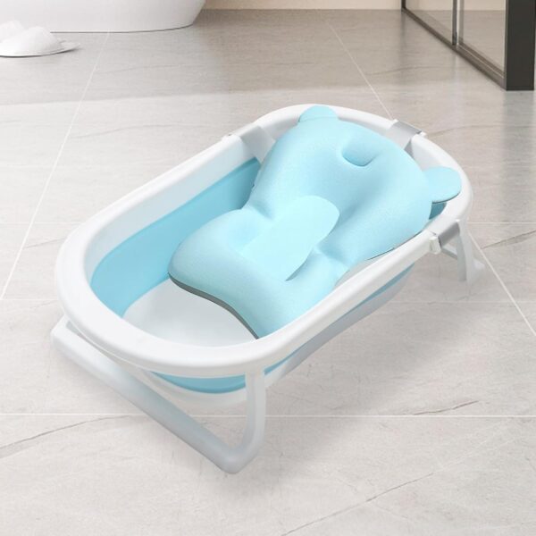 Baby Bath Cushion Pad Newborn Bathtub Cushion Non-Slip Bath Seat Pad Quick Dry Infant Bath Support Seat, Adjustable Baby Bathtub Mat, Baby Bath Pillow for 0-18 Months Newborn Baby(Blue) - Image 7