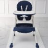 Little Bambino High Chair Baby Toddler, Removable Double Layer Tray, 5-Point Harness, Foldable Easy Storage, Adjustable Height Legs, Easy Assembled High Chair, Age 6 Months+ (Navy Blue) - Image 7