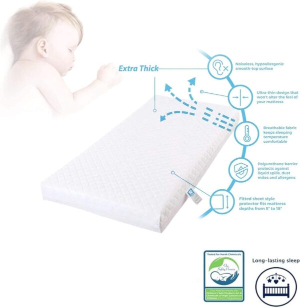 Trade Court Baby Travel Cot Mattress – 120 x 60 x 7.5 cm Toddler Bed, Crib Extra Thick Foam - Fits Most Graco/M&P Cots - Breathable & Anti Allergenic Removable Cover Protector Dust Mite Bedding - Image 4