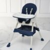 Little Bambino High Chair Baby Toddler, Removable Double Layer Tray, 5-Point Harness, Foldable Easy Storage, Adjustable Height Legs, Easy Assembled High Chair, Age 6 Months+ (Navy Blue) - Image 6