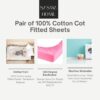 Sasma Home - 2 x Cot Fitted Sheets 120x60cm - 100% Cotton, Soft breathable baby cot sheets (White) - Image 3