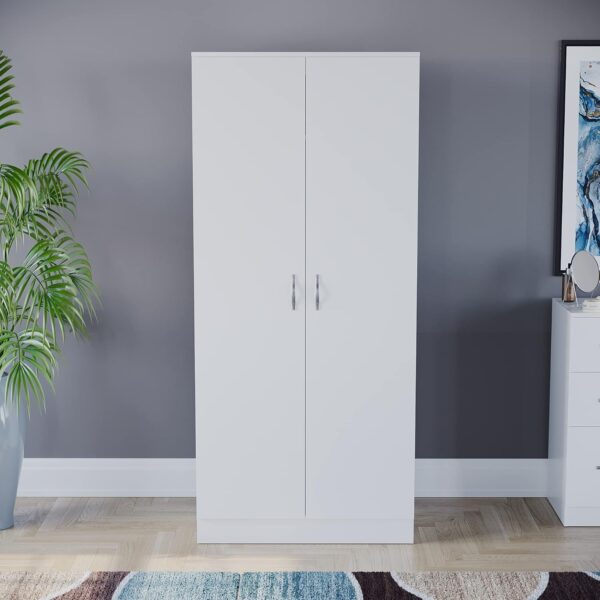 Vida Designs Riano 3 Piece Bedroom Furniture Set, 2 Door Wardrobe, 4 Drawer Chest Of Drawer and 1 Drawer Bedside Cabinet (White) - Image 4