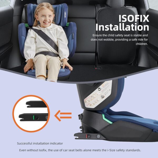 Jovikids i-Size Booster Seat with ISOFIX, Suitable for Kids 100-150cm (Approx. 3 to 12 Years), Adjustbale Height and Width, Portable Toddler Car Seat for Travel, Compact & Folding, ECE R129 - Image 2