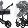 3 in 1 Pushchair Baby Travel System Baby Stroller Portable Baby Carriage Baby Foldable Pram with Aluminium Frame High Landscape Stroller for Newborn Baby Buggy (588 Black) - Image 4