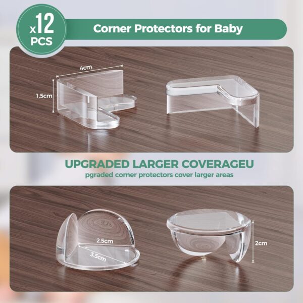 Peakally Corner Protectors for Baby Pack of 12, Thick Table Furniture Edge Protectors for Kids with Strong Adhesion, Corner Guard & Edge Safety Bumpers Clear - 6 R and 6 L - Image 2
