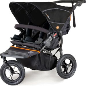 Out ‘n’ About Nipper Double Pushchair - Side by Side Tandem Pushchair - All-Terrain Double Pram Baby Stroller 0-4 Years, with Rain Cover & Removable Basket - Double Buggy, Twin Stroller - Summit Black