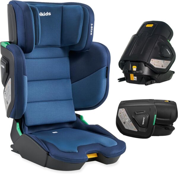 Jovikids i-Size Booster Seat with ISOFIX, Suitable for Kids 100-150cm (Approx. 3 to 12 Years), Adjustbale Height and Width, Portable Toddler Car Seat for Travel, Compact & Folding, ECE R129