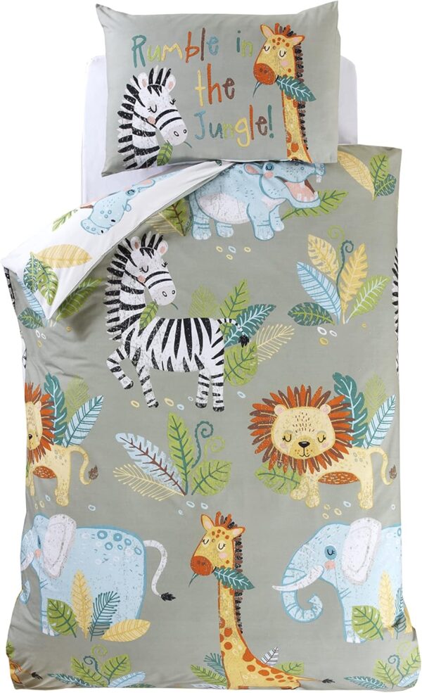 Rapport Home Rumble In The Jungle Kids Duvet Set Toddler's Bedding Set, Green - Image 3