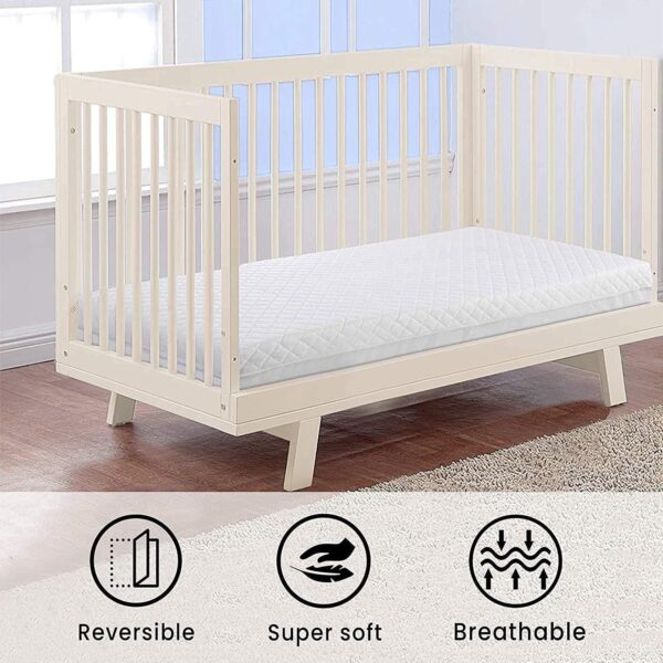 Trade Court Baby Travel Cot Mattress – 120 x 60 x 7.5 cm Toddler Bed, Crib Extra Thick Foam - Fits Most Graco/M&P Cots - Breathable & Anti Allergenic Removable Cover Protector Dust Mite Bedding - Image 3