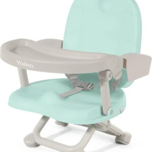 Yoleo Portable High Chair for Babies and Toddlers, Baby Booster Seat for Dining Chair, 6 Months to 3 Years, 15 kg, Height Adjustable, with Removable Tray Green