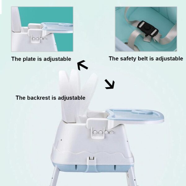 Holdfiturn 3-in-1 Children's High Chair Dining Chair Foldable Adjustable Baby High Chair Baby Children High Chair Movable for Children from 6 Months to 5 Years Old Coffee - Image 5