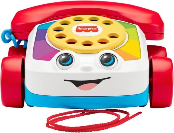 Fisher-Price Toddler Pull Toy Chatter Telephone Pretend Phone with Rotary Dial and Wheels for Walking Play Ages 1+ years, FGW66 - Image 4
