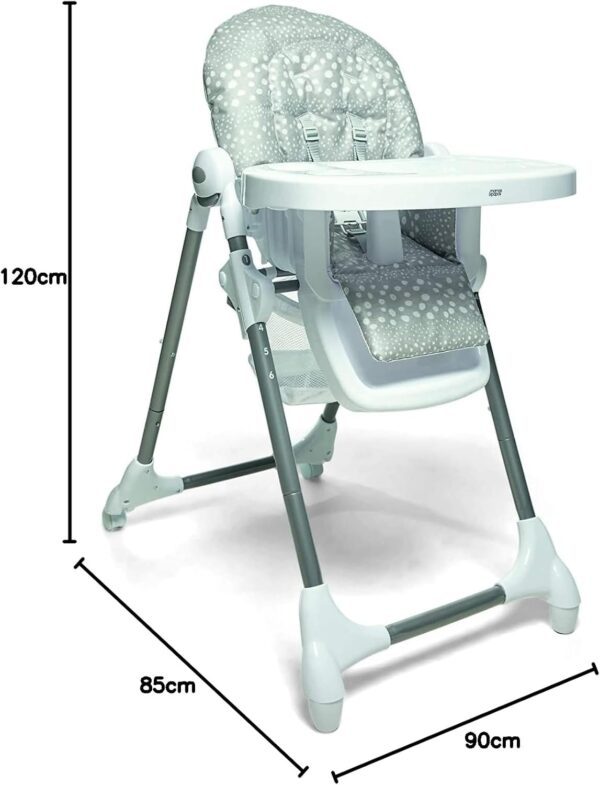 Mamas & Papas Snax Adjustable Highchair, Reclines, Foldable with Removable Tray, Grey Spot - Image 7