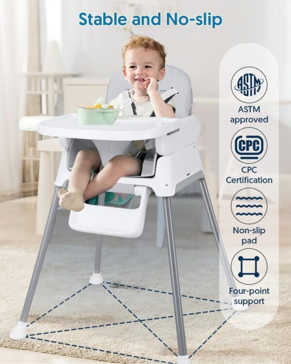 Bellababy High Chair, Adjustable Convertible 3 in 1 Baby Highchair, Booster seat, Toddler Chair Compact/Light Weight/Portable/Easy to Clean - Image 4