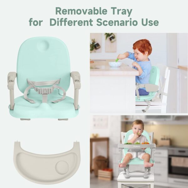 Yoleo Portable High Chair for Babies and Toddlers, Baby Booster Seat for Dining Chair, 6 Months to 3 Years, 15 kg, Height Adjustable, with Removable Tray Green - Image 3