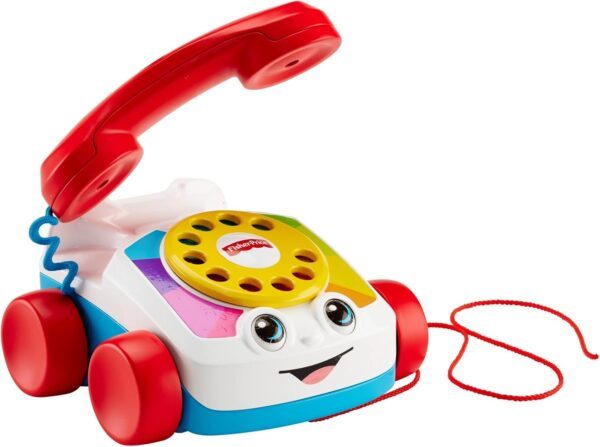 Fisher-Price Toddler Pull Toy Chatter Telephone Pretend Phone with Rotary Dial and Wheels for Walking Play Ages 1+ years, FGW66 - Image 3