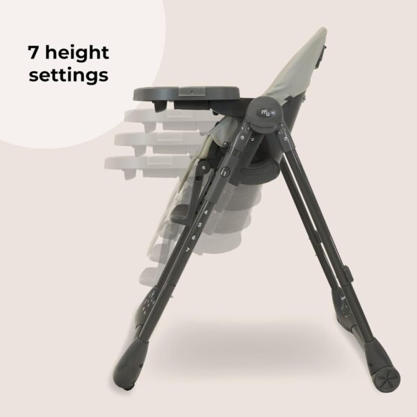 My Babiie MBHC9 Highchair from Birth – Newborn to 3 Years (15kg), Adjustable, 5 Recline Positions, 7 Height Settings, Removable Tray, Padded Seat, Foldable, Chair for Baby & Toddler – Grey - Image 5