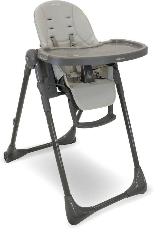 My Babiie MBHC9 Highchair from Birth – Newborn to 3 Years (15kg), Adjustable, 5 Recline Positions, 7 Height Settings, Removable Tray, Padded Seat, Foldable, Chair for Baby & Toddler – Grey