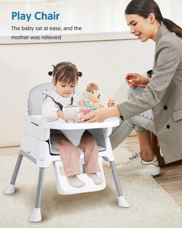 Bellababy High Chair, Adjustable Convertible 3 in 1 Baby Highchair, Booster seat, Toddler Chair Compact/Light Weight/Portable/Easy to Clean - Image 5