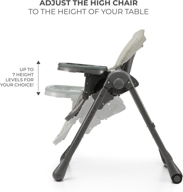 Kinderkraft Tummie, 2-in-1 high Chair, Baby Chair, Bouncer, Ergonomic, Comfortable, Reclining, Foldable, with Ajustable Height, Footrest, Detachable Tray, for Toddler, with Toys, Gray - Image 6