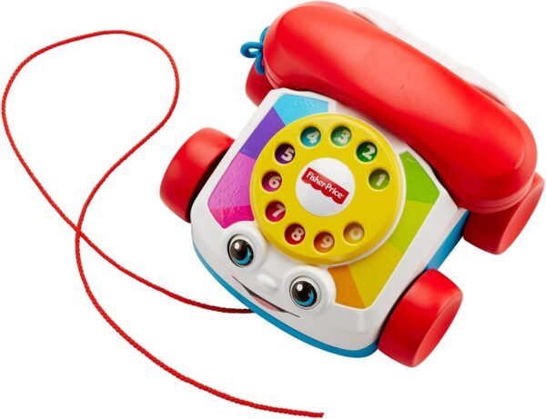 Fisher-Price Toddler Pull Toy Chatter Telephone Pretend Phone with Rotary Dial and Wheels for Walking Play Ages 1+ years, FGW66 - Image 5