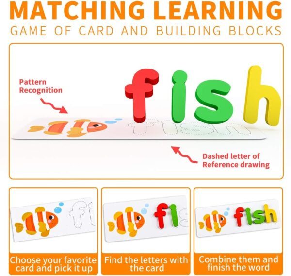 Toddlers Preschool Learning Toys for Girls Boys Age 2 3 4, Kid Alphabet Spell Educational Game Toy for 1-4 Year Old Girl Boy Baby Birthday Gift Kindergarten Sight Word Letter Puzzle Toys for Girl Boy - Image 4