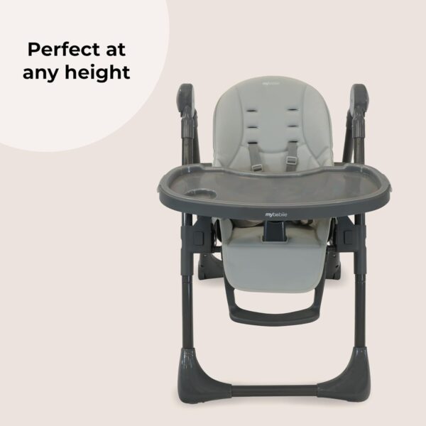 My Babiie MBHC9 Highchair from Birth – Newborn to 3 Years (15kg), Adjustable, 5 Recline Positions, 7 Height Settings, Removable Tray, Padded Seat, Foldable, Chair for Baby & Toddler – Grey - Image 4