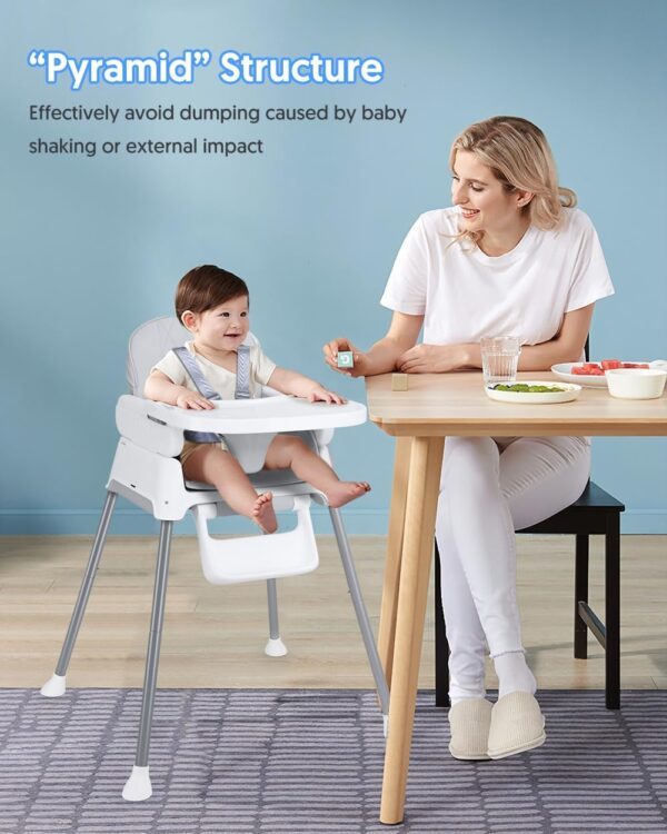 Bellababy High Chair, Adjustable Convertible 3 in 1 Baby Highchair, Booster seat, Toddler Chair Compact/Light Weight/Portable/Easy to Clean - Image 3