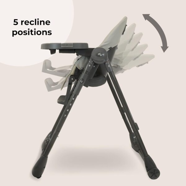 My Babiie MBHC9 Highchair from Birth – Newborn to 3 Years (15kg), Adjustable, 5 Recline Positions, 7 Height Settings, Removable Tray, Padded Seat, Foldable, Chair for Baby & Toddler – Grey - Image 7
