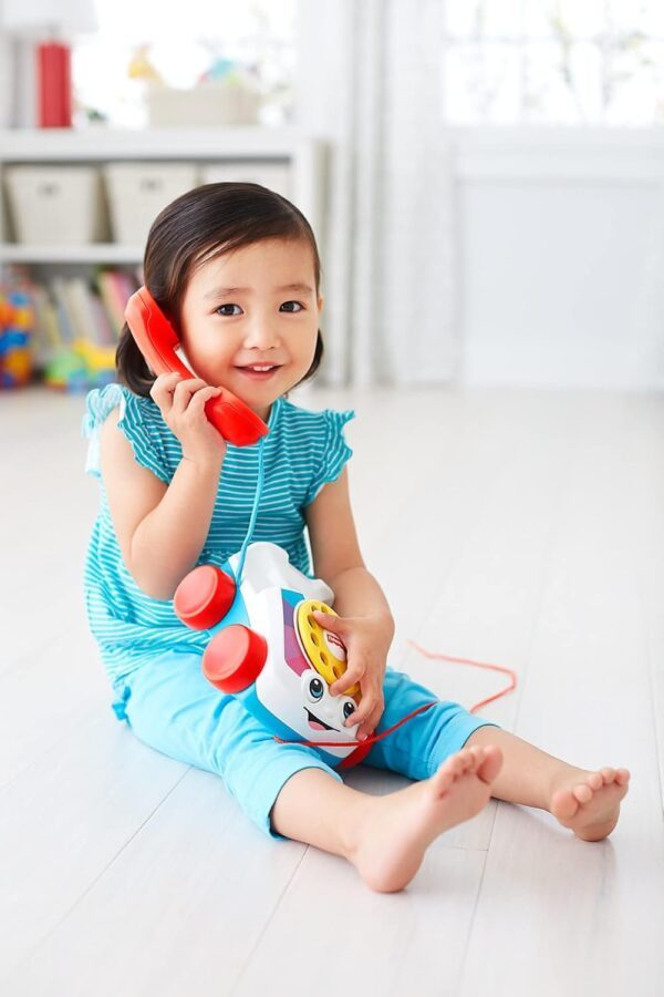 Fisher-Price Toddler Pull Toy Chatter Telephone Pretend Phone with Rotary Dial and Wheels for Walking Play Ages 1+ years, FGW66 - Image 7