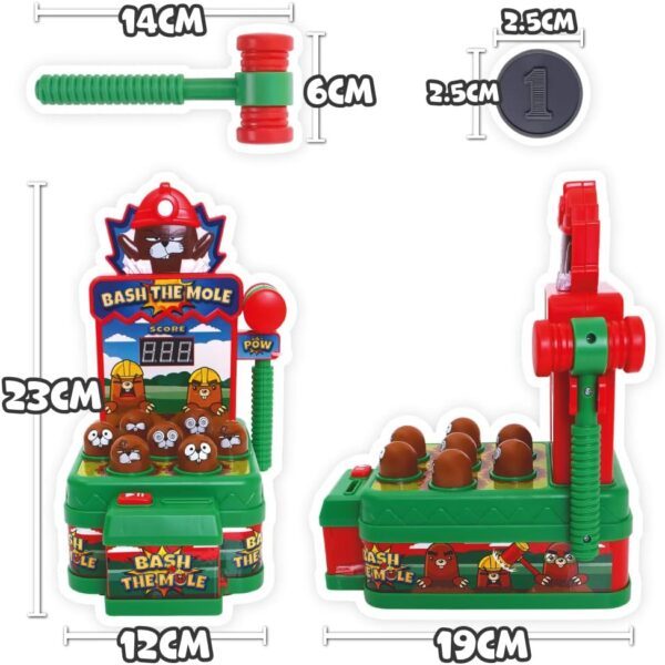 Tevo Whack Game With Hammer - A Mole Bashing Game For Kids - Electronic Kids Board Games - Toys For 3,4,5,6 Year Old Boys & Girls - Classic Arcade Game - Boys Toys Age 3 Plus - FREE Batteries Included - Image 3