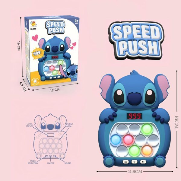 Light Up Pop-it Game Quick Push Bubble Game,Stitch Electronic Poppet Game,Handheld Fast Speed Push Game,Puzzle Pop Games Fidget Toys,Pop Controller Popping Game for Kids Christmas Birthday Gifts - Image 2