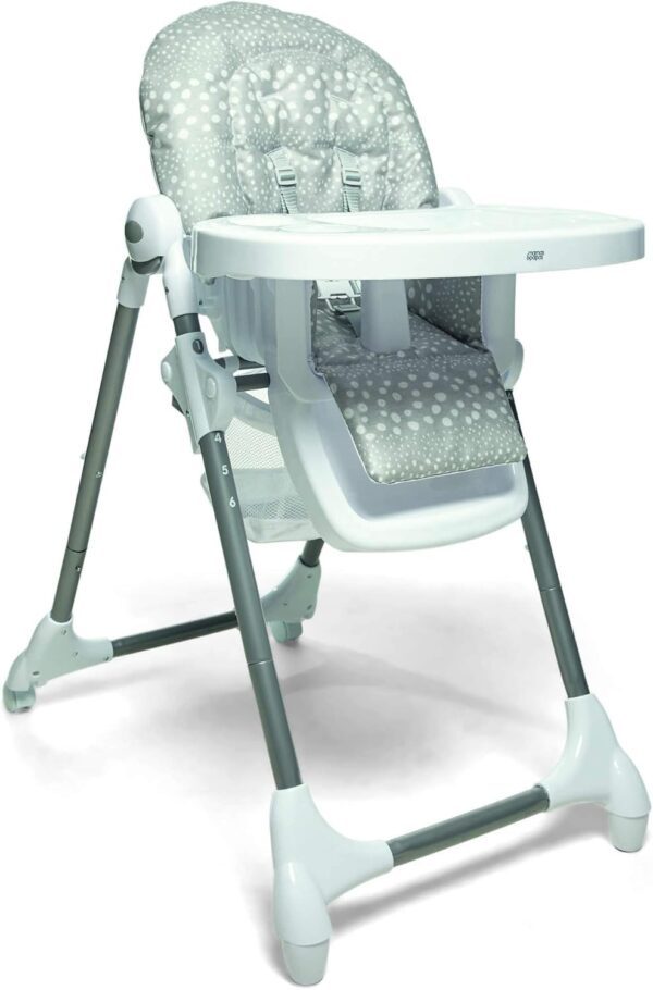 Mamas & Papas Snax Adjustable Highchair, Reclines, Foldable with Removable Tray, Grey Spot