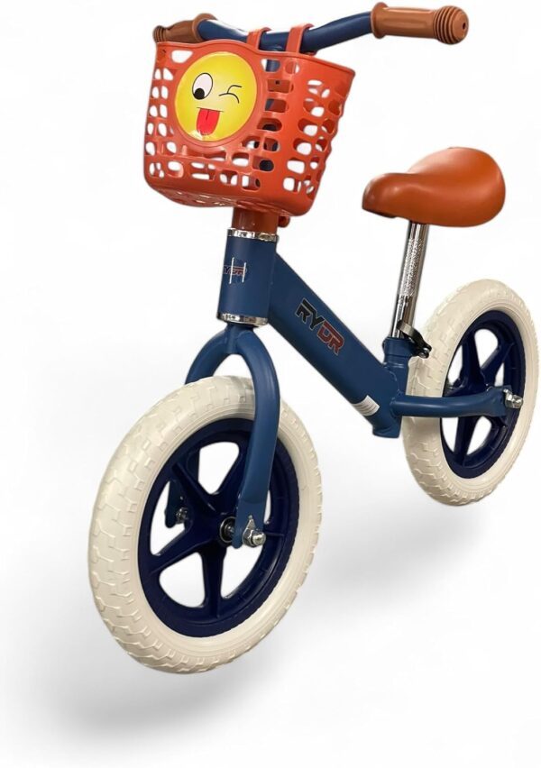 RYDR Balance Bike with Basket - Toddler Training Bike, Adjustable Seat & Handlebars, Puncture-Proof Tyres, Rust-Resistant Frame