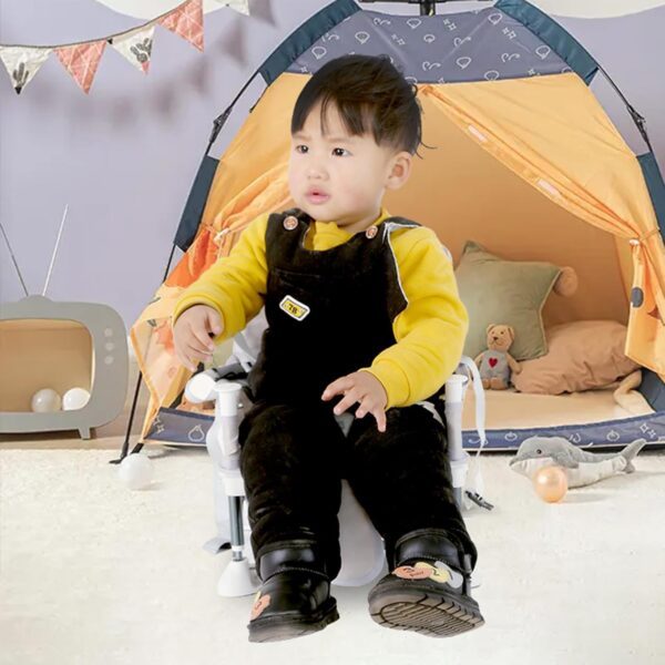 JIAMIAN JIAMAIN High Chair, Baby High Chairs, High Chairs for Babies and Toddlers, Foldable Toddler Dining Chair with Adjustable Strap and Removable Tray, Portable Baby Feeding Seat (Grey) - Image 4