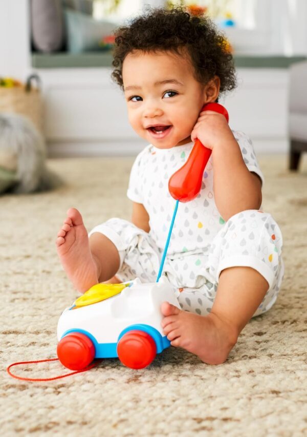 Fisher-Price Toddler Pull Toy Chatter Telephone Pretend Phone with Rotary Dial and Wheels for Walking Play Ages 1+ years, FGW66 - Image 2