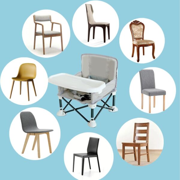 JIAMIAN JIAMAIN High Chair, Baby High Chairs, High Chairs for Babies and Toddlers, Foldable Toddler Dining Chair with Adjustable Strap and Removable Tray, Portable Baby Feeding Seat (Grey) - Image 7