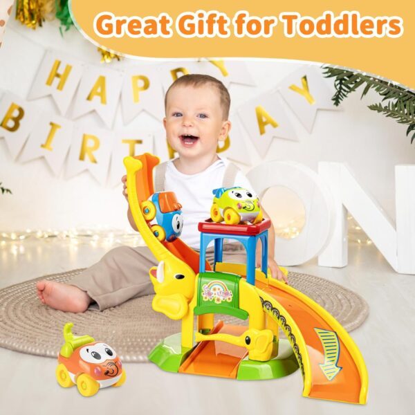 Wdebay Toddler Toys for 0 1 2 3 Year Old Boys and Girls Birthday Gifts, Elephant Slide with 4 Cartoon Cars Learning Baby Toys 12-18 Months, Educational Toys for 1+ Year Old, Toddler Push Car Ages 1-2 - Image 7